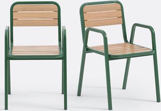 La Redoute Interieurs Set van 2 tuinstoelen in acacia en metaal, Jaja