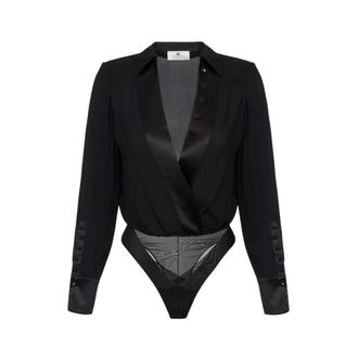 Elisabetta Franchi Body, female, Black, Size: M Viscose Georgette Bodysuit