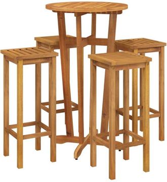 vidaXL Mesa Y Taburetes Altos De Jard&iacute;n 5 Pzas Madera Maciza Acacia Vidaxl