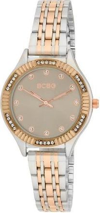 BCBGeneration Fluted Mother-of-Pearl & Crystal Bracelet Watch, 33mm in Two Tone Rose at Nordstrom Rack