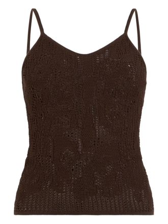 Roberto Cavalli crochet-effect sleeveless spaghetti-strap top - Brown