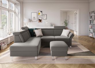 Sit&more Ecksofa »Vincenzo L-Form« inklusive Kopfteilverstellung, wahlweise mit Bettfunktion, Bettkasten