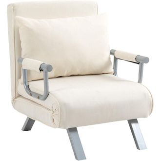 HOMCOM Poltrona Letto Singola per Soggiorno Camera da Letto e Ufficio Beige - Homcom