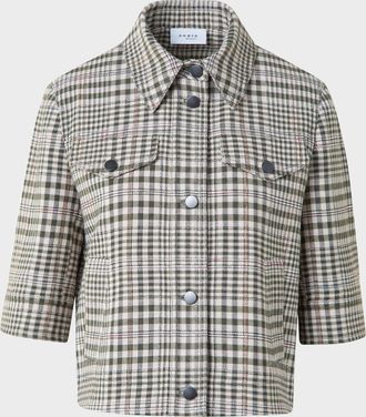Akris Cotton-Blend Check Short Jean Jacket