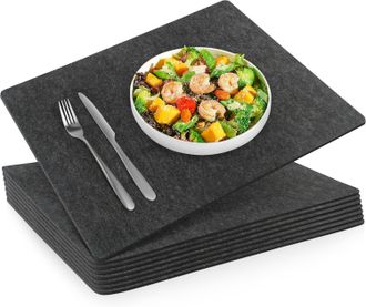 OEM Juego De 8 Manteles Individuales De Fieltro, De 44 X 32 Cm, Lavables, De 3 Mm De Grosor, De Color Gris, Aptos Para Mesas De Comedor