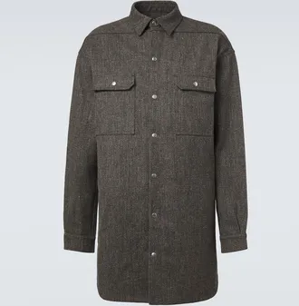 Rick Owens Oversized wool and linen-blend overshirt