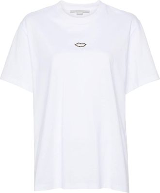 Stella McCartney crystal lips T-shirt - women - Acetate/Polyester/Cotton - S - White