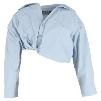 Jacquemus Jacquemus Mejean cropped poplin shirt in lichtblauw katoen