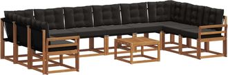 vidaXL Conjunto De Sof&aacute;s De Exterior 11 Uds. Natural Y Negro Vidaxl