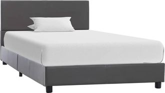 vidaXL Estructura De Cama Sin Colch&oacute;n Cuero Sint&eacute;tico Gris 90x200 Cm Vidaxl