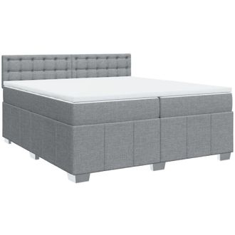 vidaXL Vidaxl - Cama Box Spring Con Colch&oacute;n Tela Gris Claro 200x200 Cm