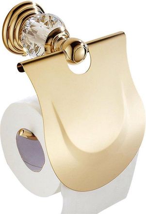 OEM Portarrollos De Papel Higi&eacute;nico De Cristal, Dispensador De Papel Higi&eacute;nico Elegante, Con Tapa De Cristal, Para Rollos Grandes, Color Dorado