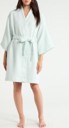Nordstrom Womens Everyday Waffle Robe in Teal Chalk at Nordstrom, Size X-Small