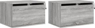 vidaXL Vidaxl - Wall-mounted Bedside Cabinets with led Lights 2 pcs Grey Sonoma