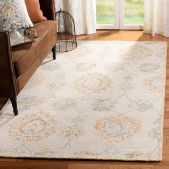 Safavieh Blossom Hand Made Area Rug, Beige / Sage Traditional Style Non-Shedding