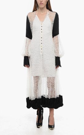 Loewe Lace Shirt Dress with Balloon Sleeves Loewe