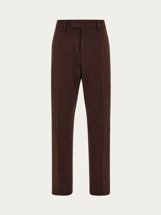 Ferragamo Men Cotton cashmere chinos Brown