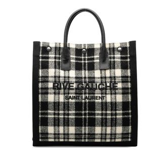 Saint Laurent Tweedehands Geruite Wollen Rive Gauche Noord-Zuid Tote