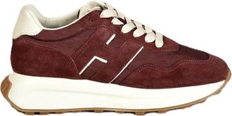 Hogan Burgundy Suede White Accent Sneakers
