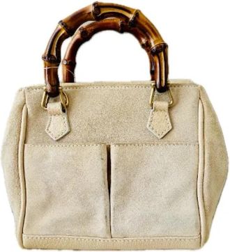 Gucci Pre-owned Leather gucci-bags - Dames - Vintage Handtas - Beige - ONE Size - Leer - Vintage