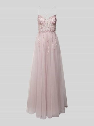 Unique Abendkleid mit floraler Stickerei in Rose, Gr&ouml;&szlig;e 36