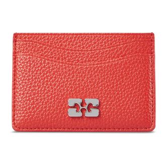 Ganni Bou Card Holder Grained - female - Ganni - Wallets & Cardholders - Red - ONE SIZE - Accessories