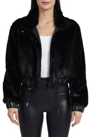 Love Token Jossie Faux Fur Jacket In Black