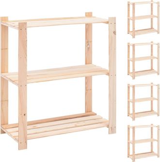 vidaXL Estanter&iacute;a 5 Niveles 3 Unidades Madera Pino Maciza 150 Kg Vidaxl
