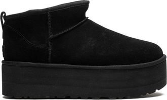 UGG Ankle-Length Black Suede Slip-On Boots With Platform Sole