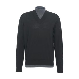 Paolo Pecora Turtlenecks, male, Black, Size: XL V-neck Knitwear Nero Aw25