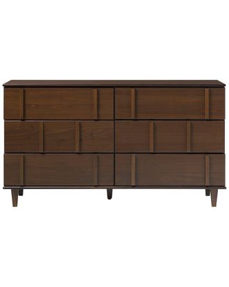 Walker Edison Modern Detailed 6-Drawer Solid Wood Dresser