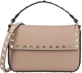 Valentino Tassen, Dames, Beige, ONE Size, Leer, Rockstud Mini Bag