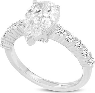 LuvMyJewelry Iris 14K Gold Pear Shaped Lab Grown Diamond Hidden Halo Ring - 2.7 Ct in 14K White Gold at Nordstrom, Size 6.5