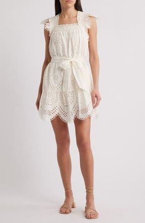 Cleobella Mireya Cotton & Linen Eyelet Minidress in Ivory at Nordstrom Rack, Size Large
