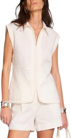 Mint Velvet Linen Sleeveless Collared Shirt in Ivory at Nordstrom, Size X-Small
