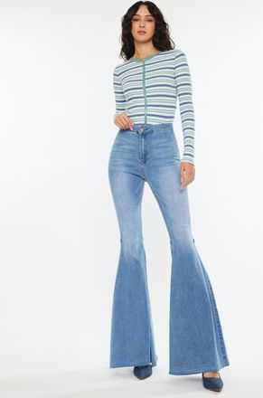 Kancan Beverly High Rise Super Flare Jeans in Medium Wash at Nordstrom, Size 26