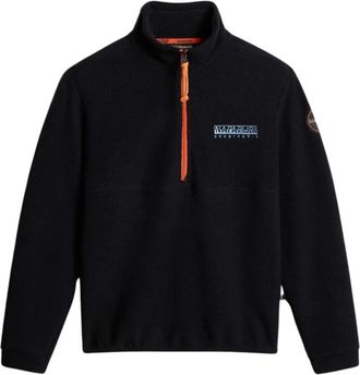 Napapijri Fitness, Heren, Zwart, XL, Polyester, Half-Zip Fleece Anderby