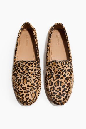 H&M Leather Loafers in Beige/faux Leopard at Nordstrom, Size 11