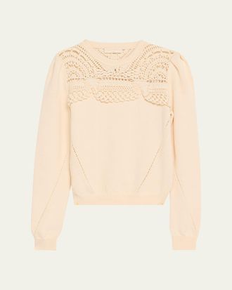 Ulla Johnson Lucette Openwork Crewneck Sweater