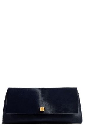 Khaite Audrey Genuine Calf Hair Clutch in Midnight Navy at Nordstrom