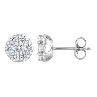 Grown Brilliance 1 Carat Round Lab Grown Diamond Stud Earrings in Sterling Silver, Color G-H, Clarity SI2-I1