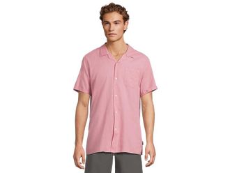 Barbour Garment Dyed Nelson Short Sleeve Regular Fit Shirt Mens Long Sleeve Button Up True Pink : LG, Cotton/Linen