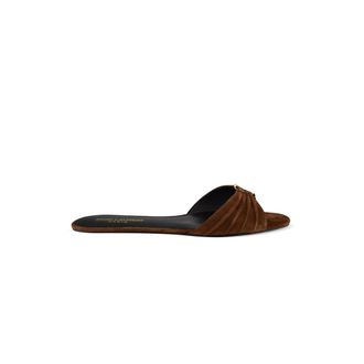 Saint Laurent Babylone Flat Sandals - female - Saint Laurent - Sliders - Brown - 4 UK - Shoes