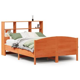 Berkfield Home Bookcase Bed without Mattress Wax Brown 160x200cm Solid Wood Pine | Size: 160x200 cm