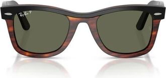 Ray-Ban 50mm Wayfarer Polarized Square Sunglasses in Black On Havana /Polar Green at Nordstrom