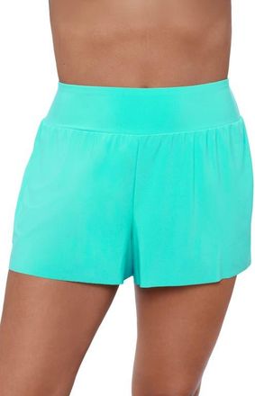 Aqua Green Beach Short High Waist Swimsuit Bottom in Midori at Nordstrom, Size Large