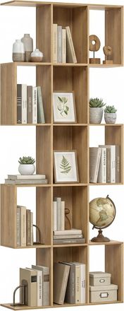HOMCOM Homcom Estanter&iacute;a De 5 Niveles, Biblioteca Estrecha, Librer&iacute;a En Forma De S, Para Sal&oacute;n, Dormitorio, Estudio, Oficina, 80x24x200 Cm, Roble