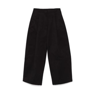 STUDIO NICHOLSON Zwarte Wijde Korte Broek - Dames - Vrijetijds broeken - Zwart - XS - Katoen - Broeken