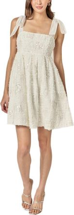 English Factory Sequin Empire Waist Minidress in White at Nordstrom, Size X-Small
