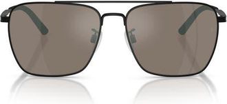 Oliver Peoples x Roger Federer R-15 56mm Square Sunglasses in Matte Black /Sierra Mirror at Nordstrom